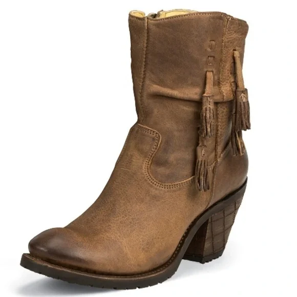 Justin Tan RUSTICO brown distressed leather ankle boots Size 5.5 - Picture 2 of 14